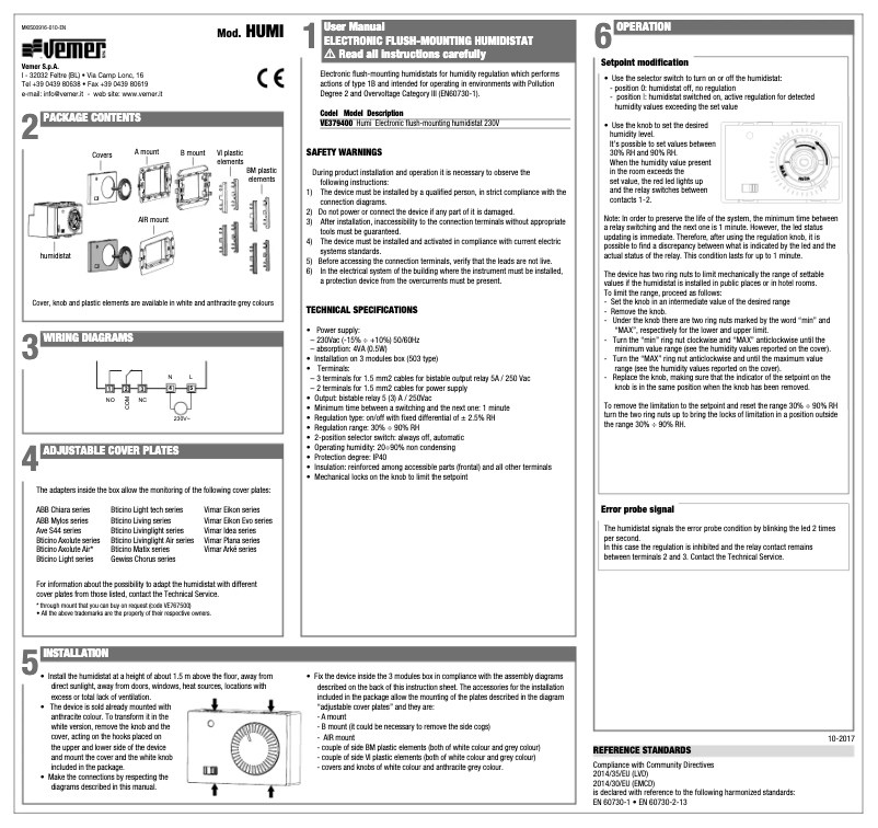 Página 1 del manual Manual de usuario Vemer Humi
