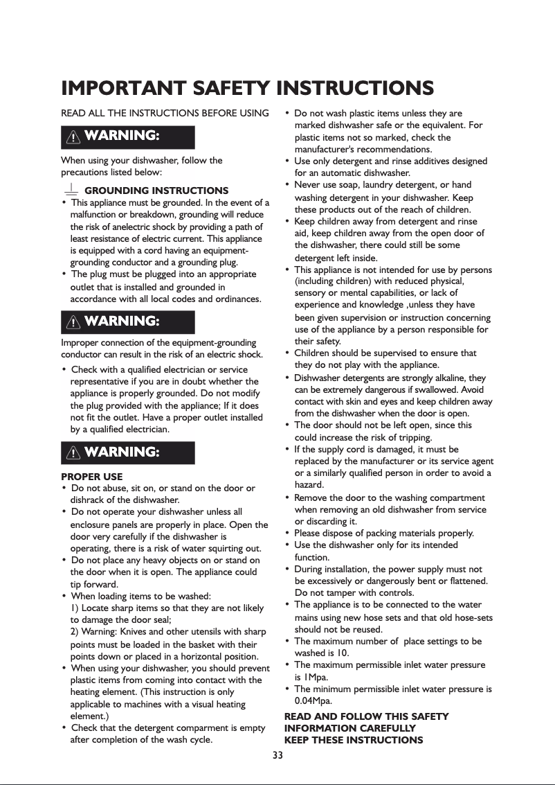 Page 1 de la notice Manuel utilisateur Ignis ADG 1077