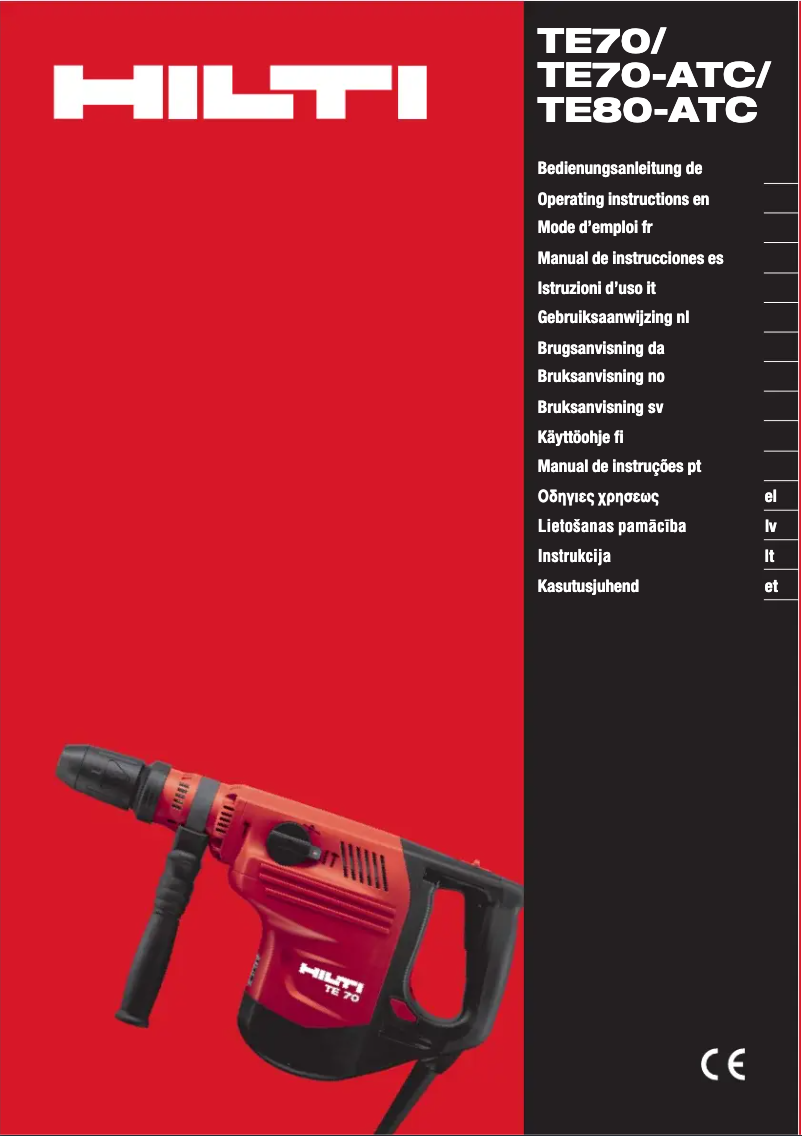 Page n°1 - Manuel d'utilisation et d'entretien Hilti TE 70