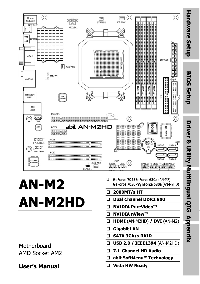 Page 1 of the manual User Manual abit AN-M2HD-LE