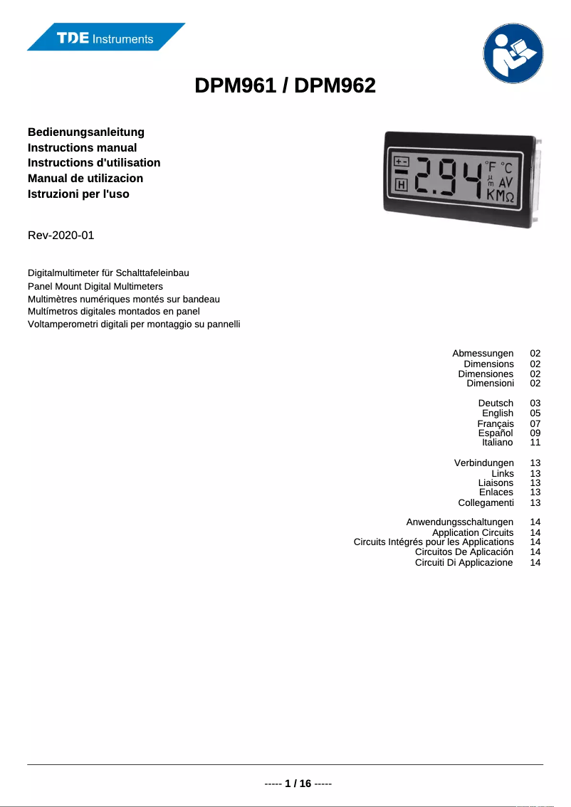 Image de la première page du manuel de l'appareil DPM962