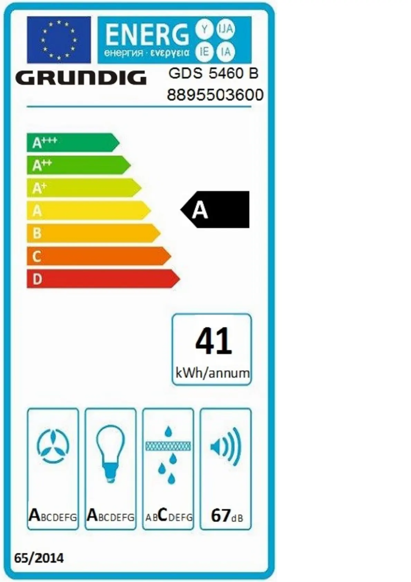 Page 1 de la notice Label énergétique Grundig GDS 5460 B