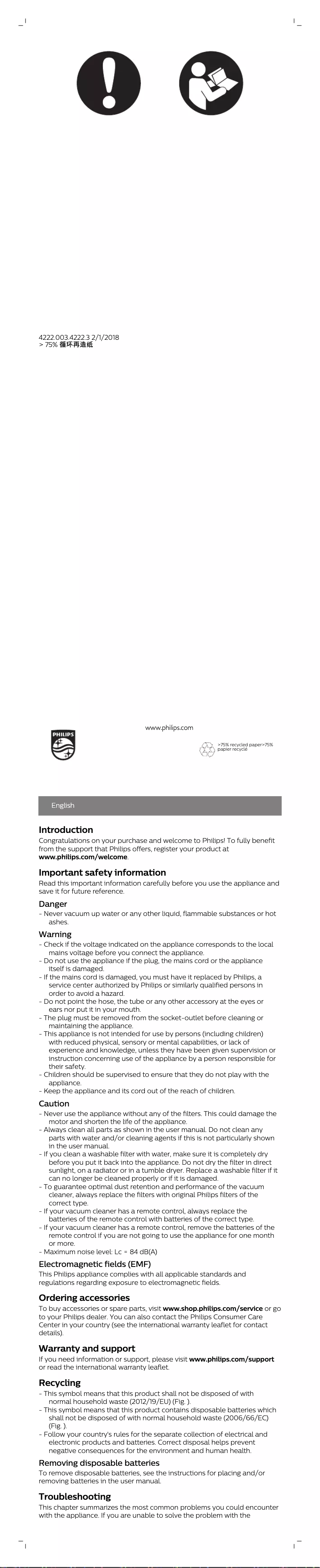 Página 1 del manual Manual de usuario Philips EasyPro Expert FC5838