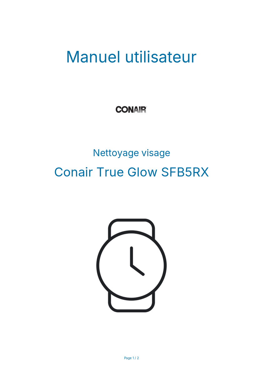 Page n°1 - Manuel utilisateur Conair True Glow SFB5RX