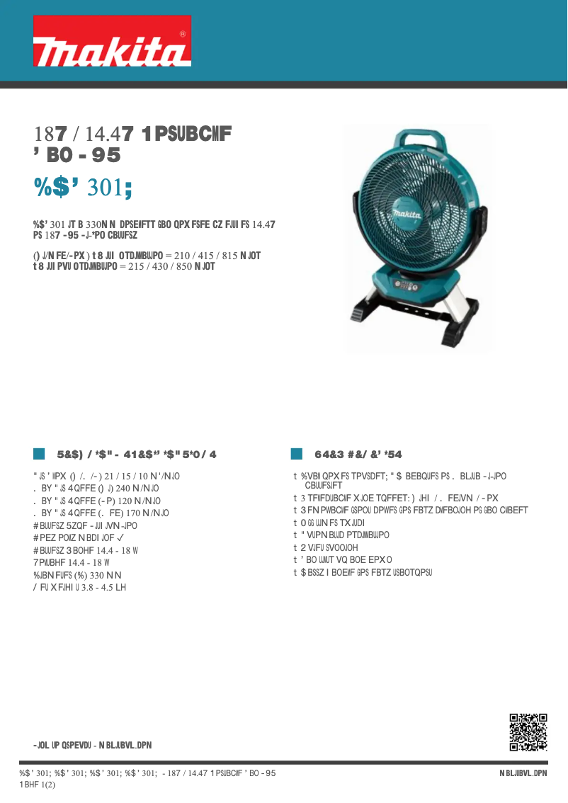 Page 1 de la notice Fiche technique Makita DCF301Z