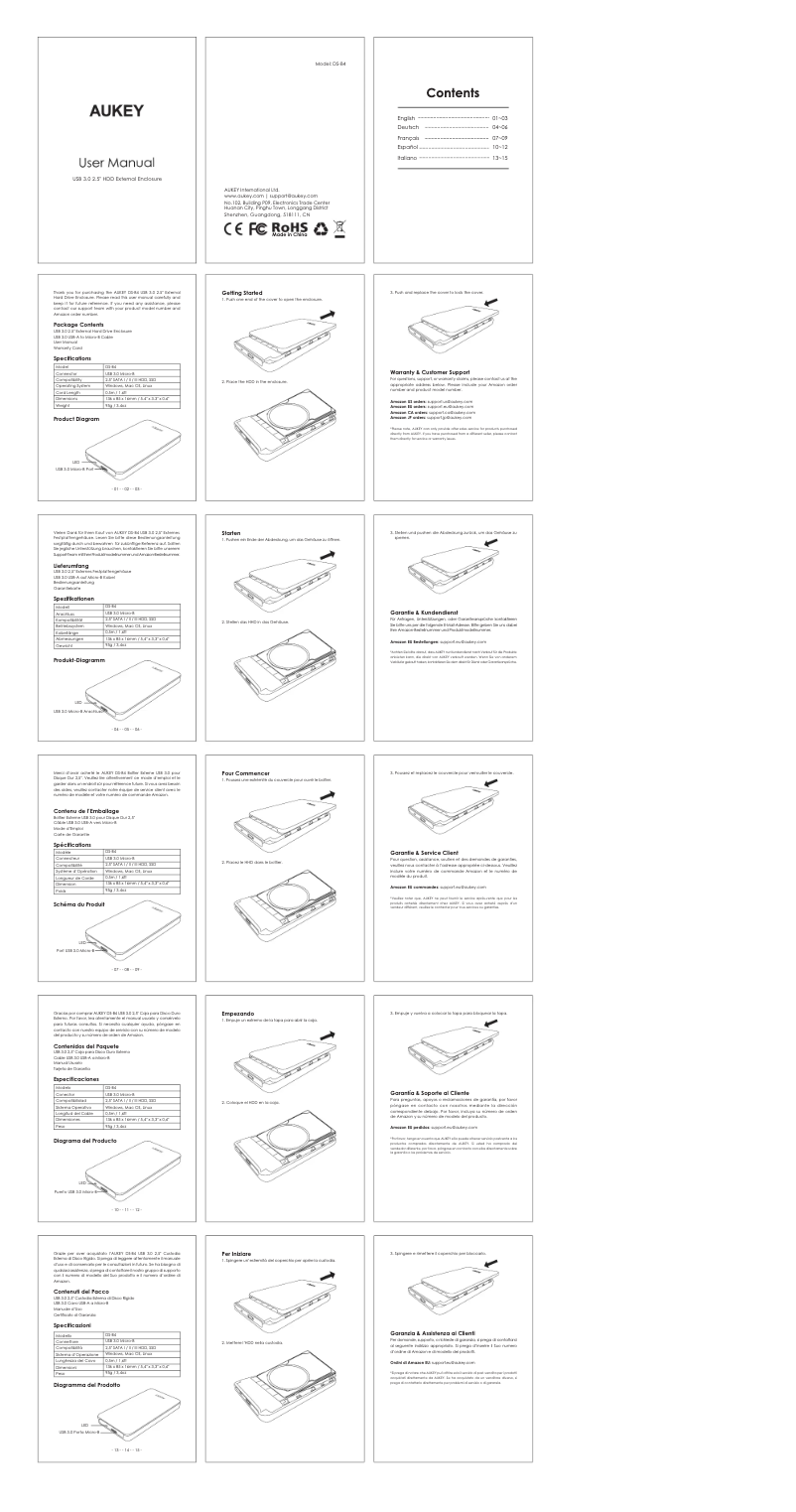Página 1 del manual Manual de usuario Aukey SH-PA1