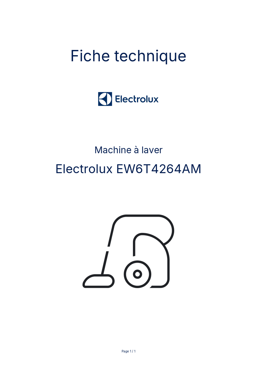 Page n°1 - Fiche technique Electrolux EW6T4264AM