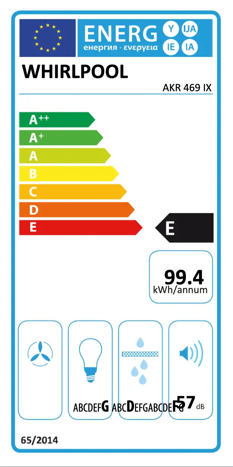Page n°1 - Label énergétique Whirlpool AKR 469 IX