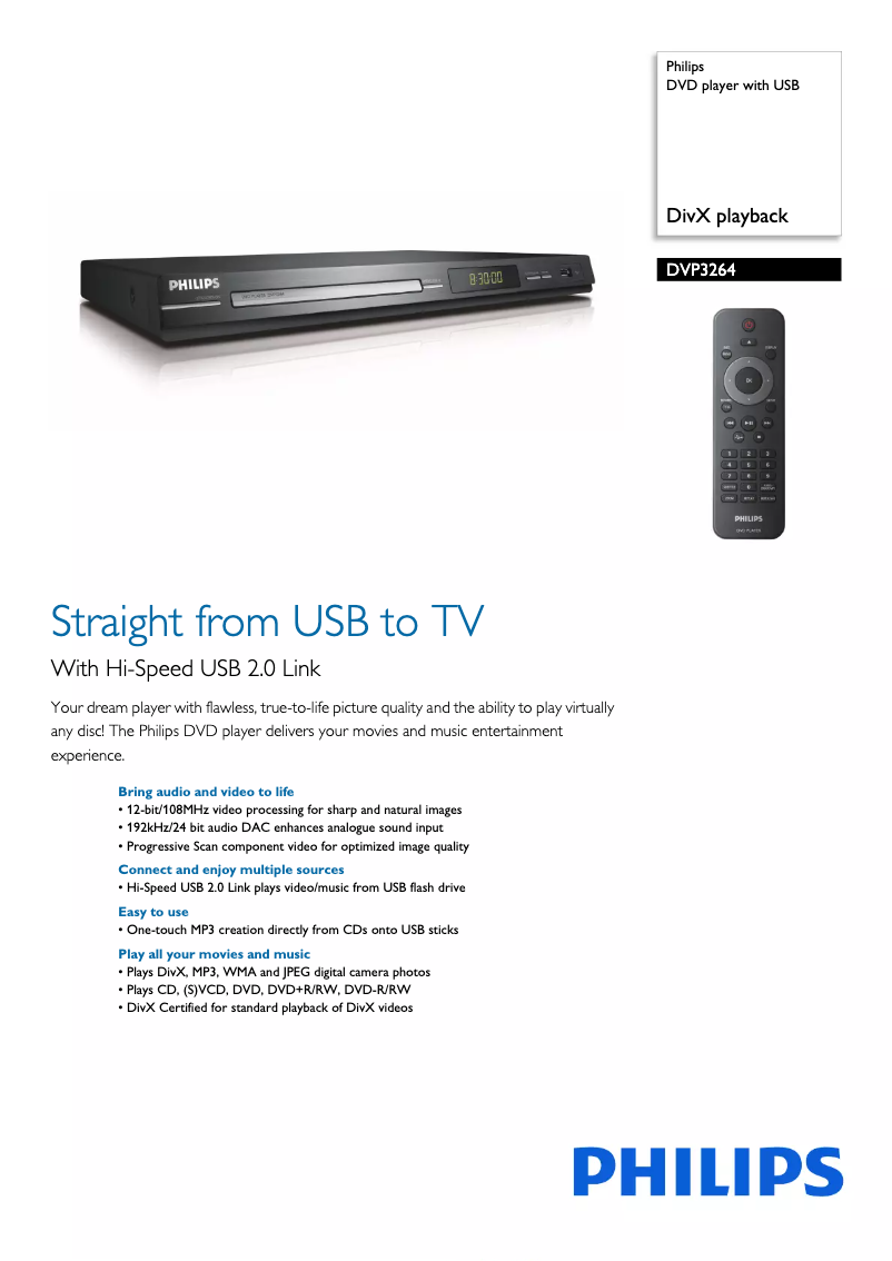 Page 1 of the manual Brochure Philips DVP3264
