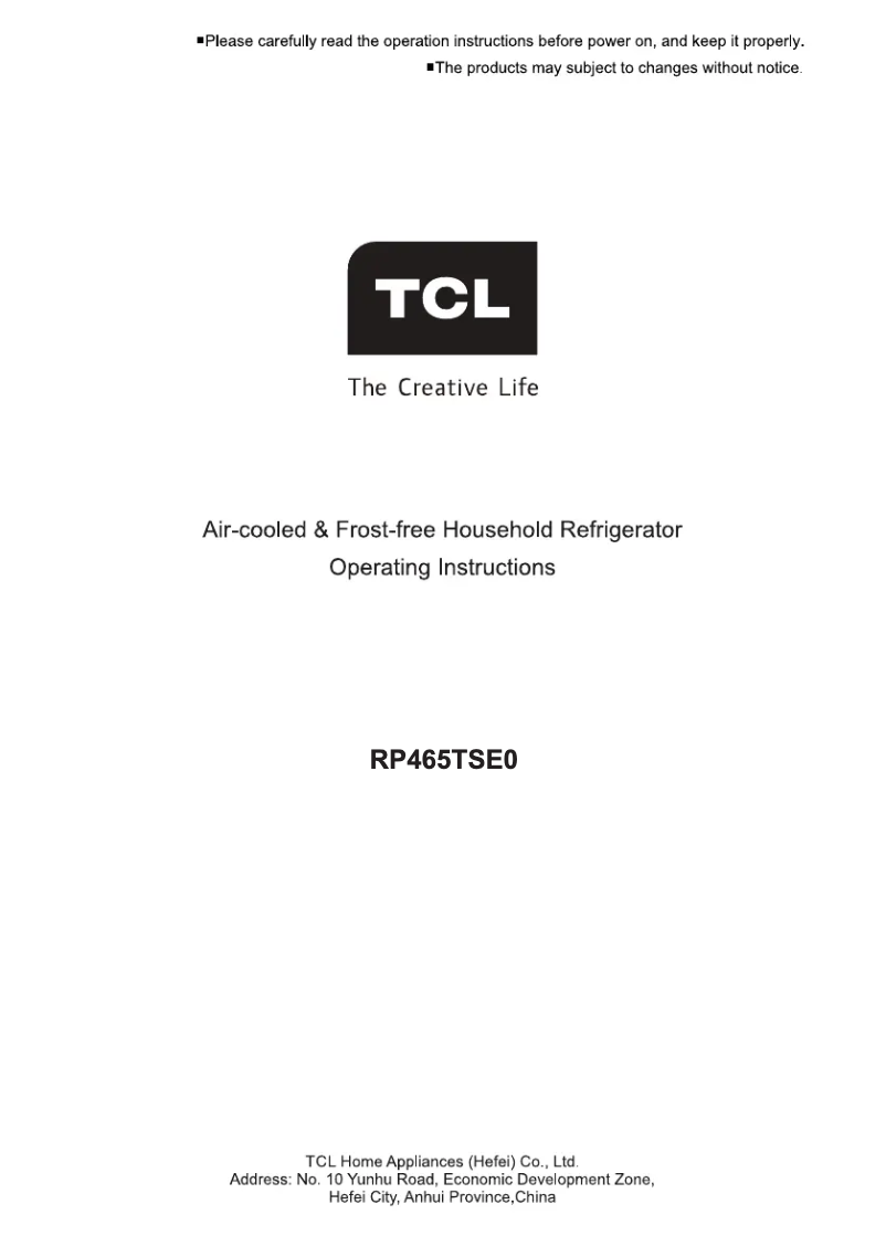 Page 1 de la notice Manuel utilisateur TCL RP465TSE0