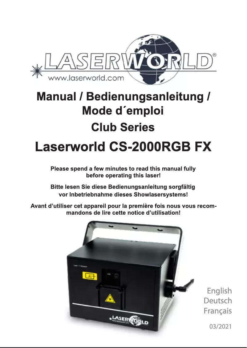 Image de la première page du manuel de l'appareil CS-2000RGB FX