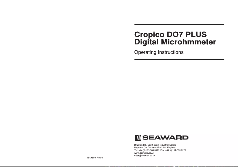 Page 1 de la notice Manuel utilisateur Cropico DO7 PLUS