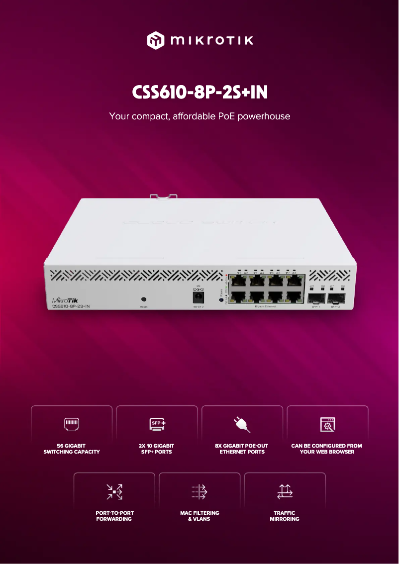 Page n°1 - Brochure Mikrotik CSS610-8P-2S+IN