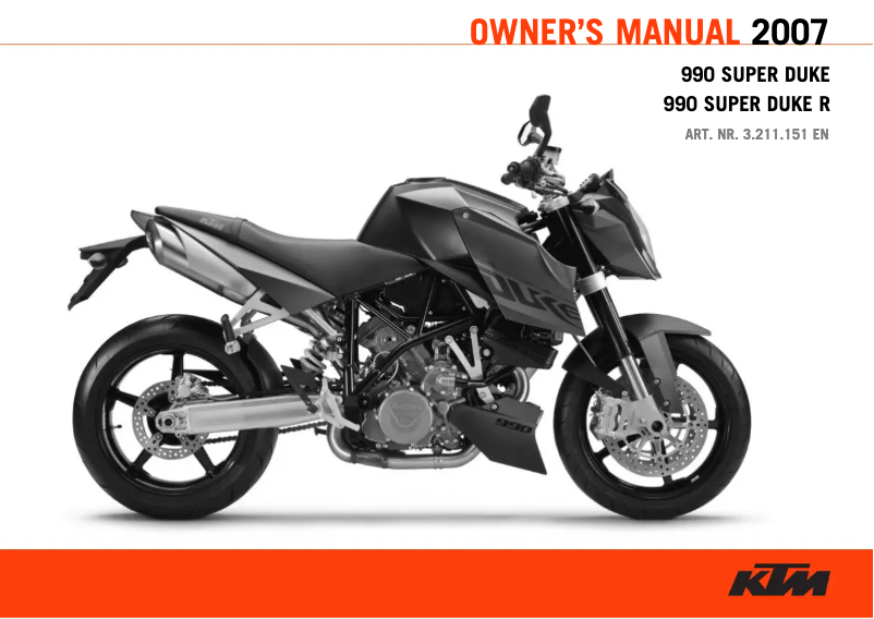 Page 1 de la notice Manuel utilisateur KTM 990 Super Duke (2007)