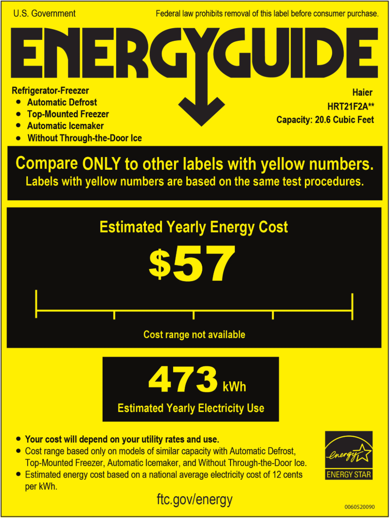 Page n°1 - Label énergétique Haier HRT21F2APP