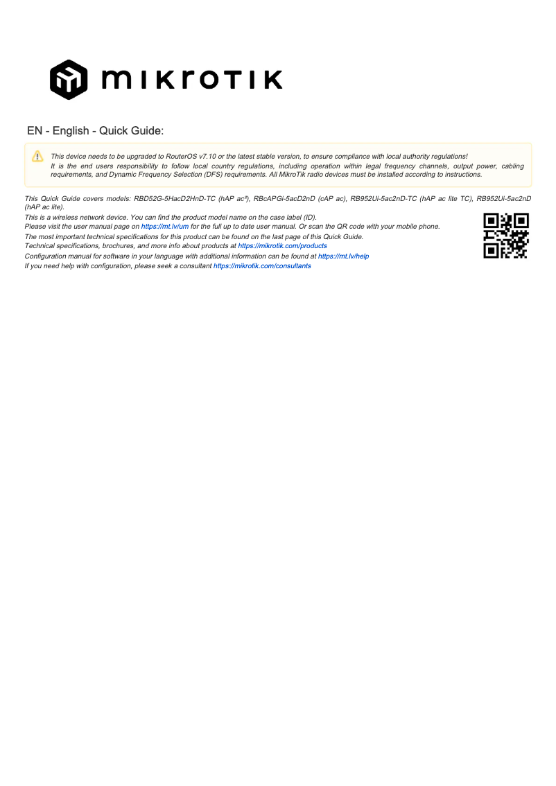 Page n°1 - Manuel utilisateur Mikrotik hAP ac²