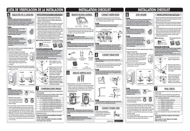 Page 1 de la notice Guide d'installation LG WM6500HWA