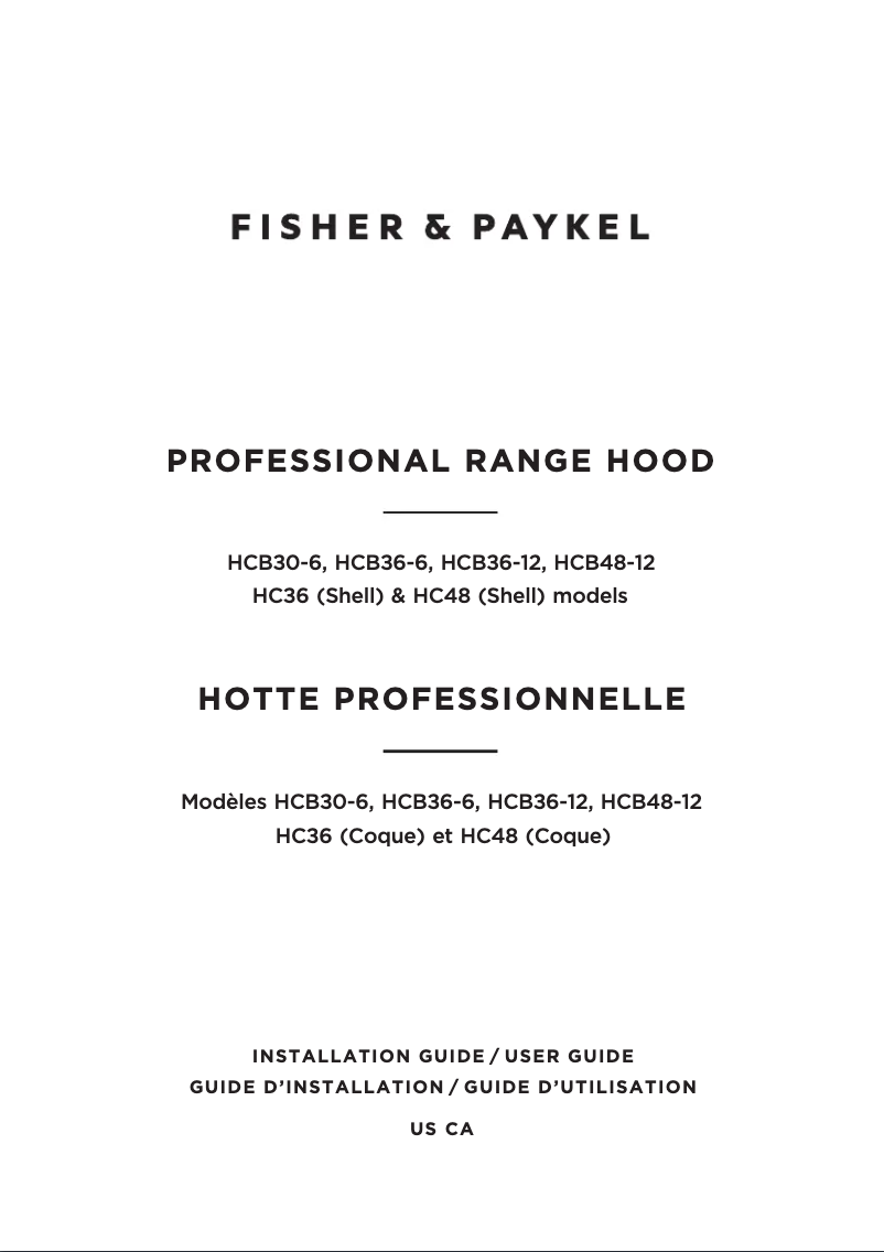 Page 1 de la notice Manuel utilisateur Fisher & Paykel HCB36-6