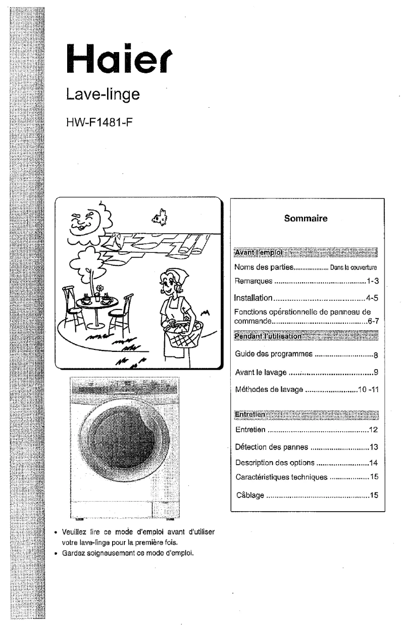 Image de la première page du manuel de l'appareil HW-F1481-F