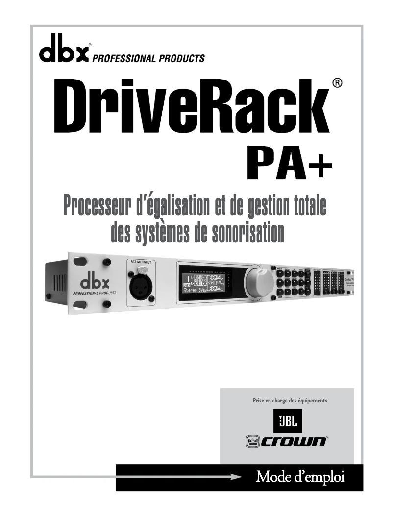 Page n°1 - Manuel utilisateur DBX DriveRack PA