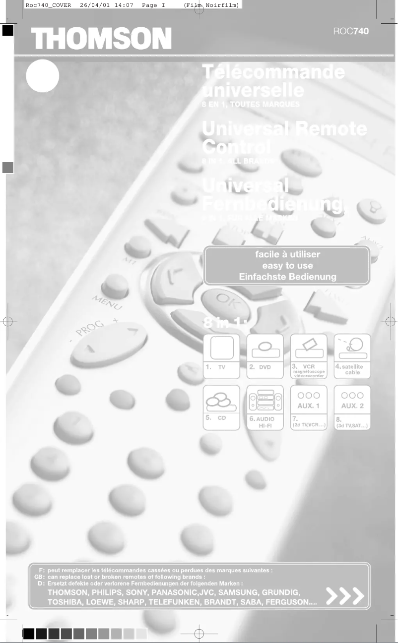 Page 1 de la notice Manuel utilisateur Thomson ROC740