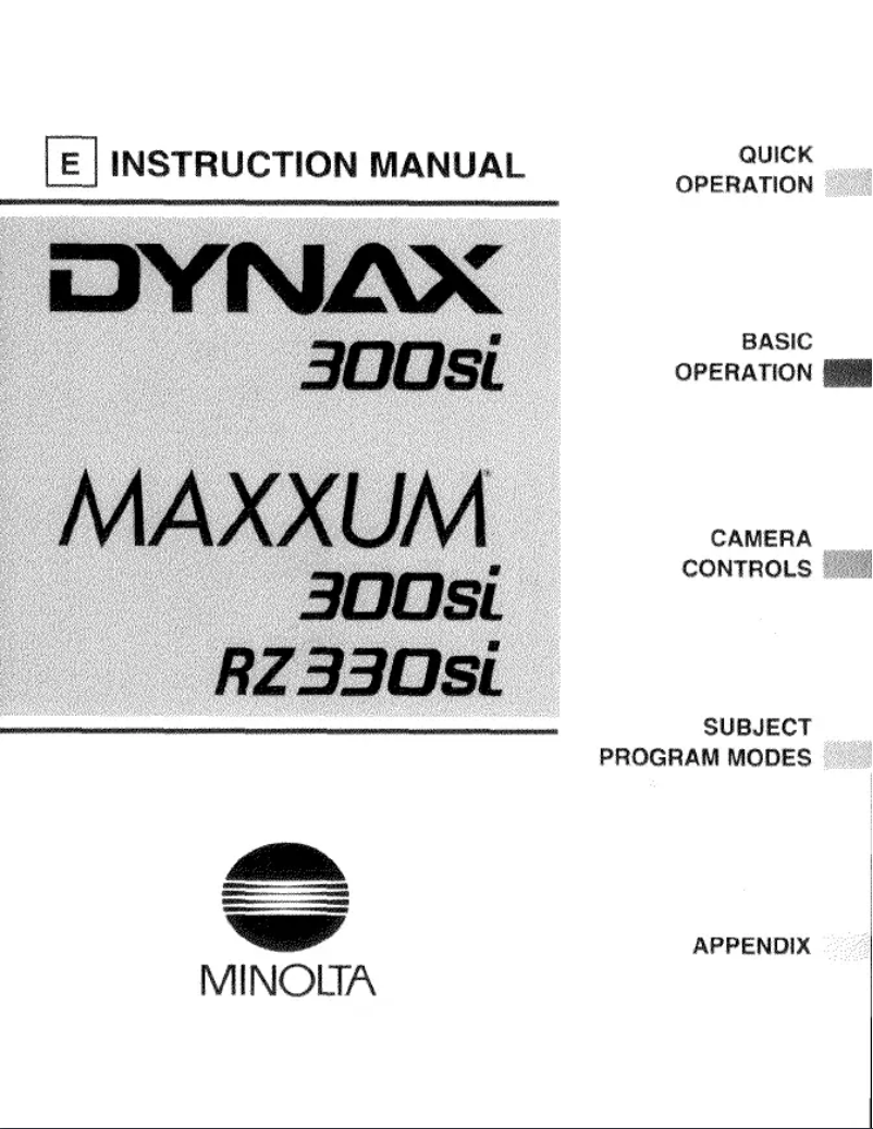 Page n°1 - Manuel utilisateur Konica Minolta Dynax 300Si