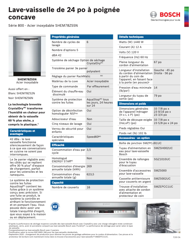 Página 1 del manual Ficha técnica Bosch SHEM78Z55N