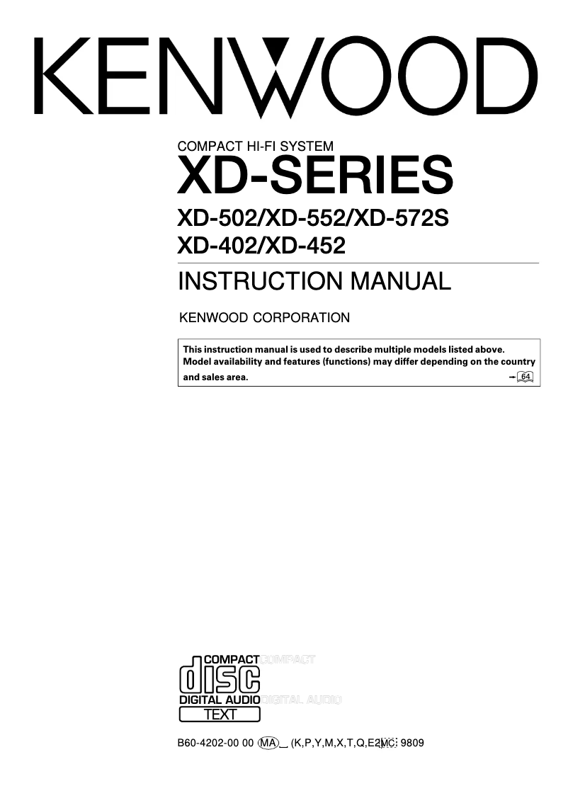 Página 1 del manual Manual de usuario Kenwood XD-452