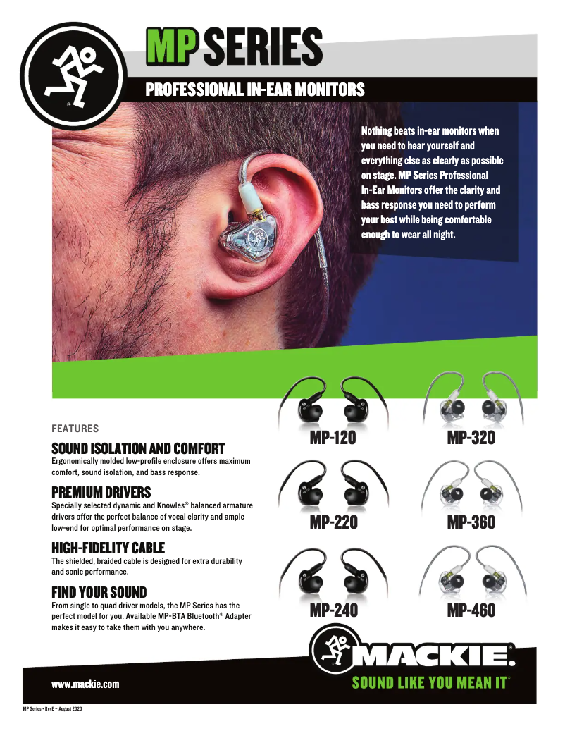 Page 1 de la notice Fiche technique Mackie MP-460