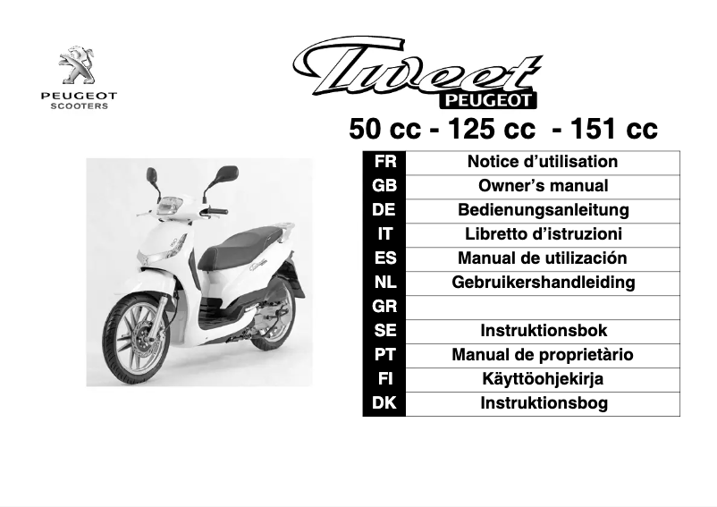 Page 1 de la notice Manuel utilisateur Peugeot Tweet 150cc