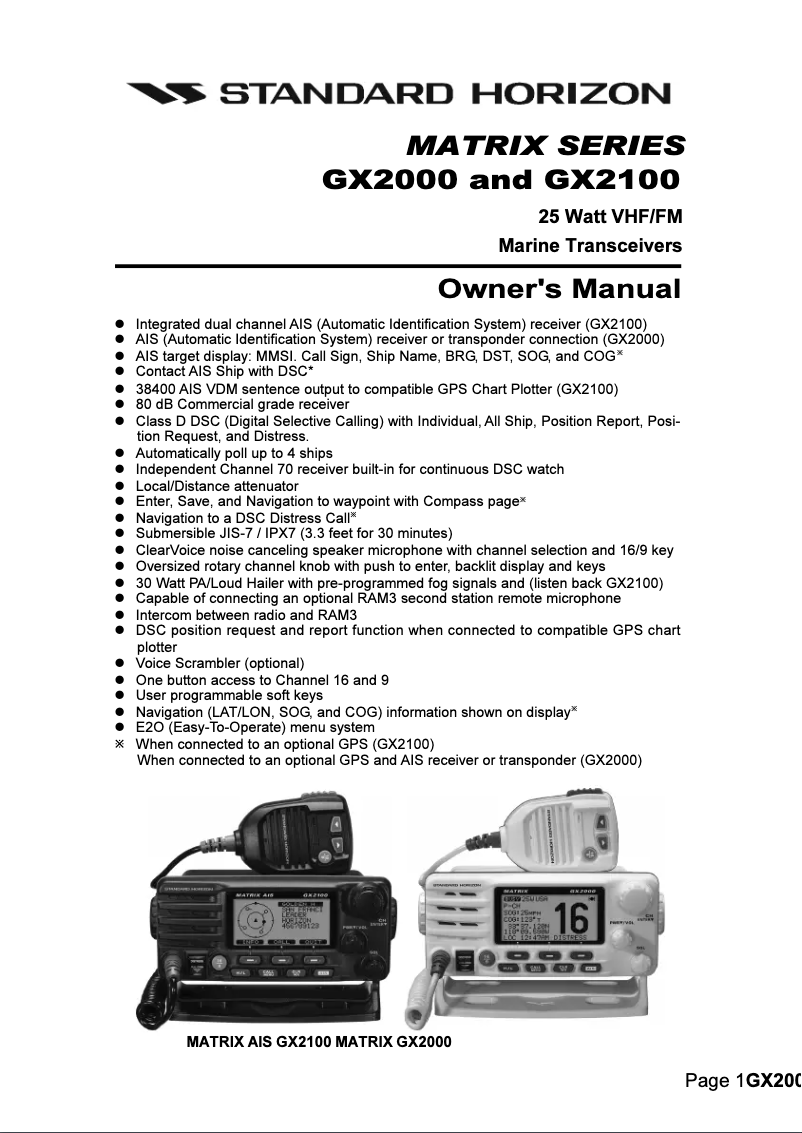 Imagen de la primera página del manual del dispositivo Matrix GX2000