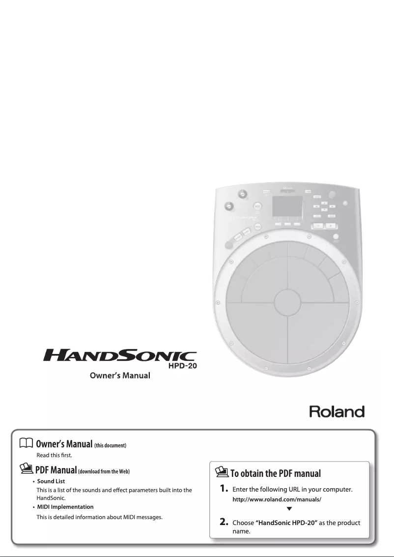 Page 1 de la notice Manuel utilisateur Roland HPD-20