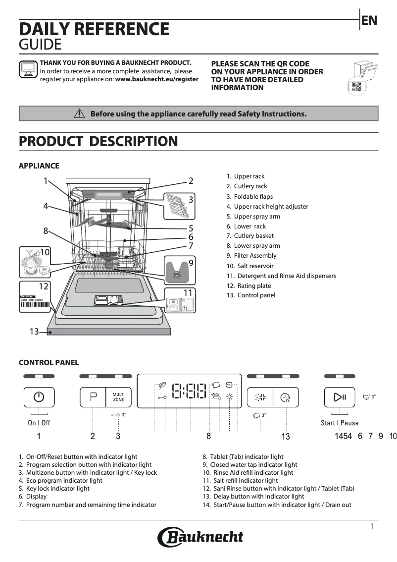 Page 1 de la notice Manuel utilisateur Bauknecht OBFC Ecosilent 8650