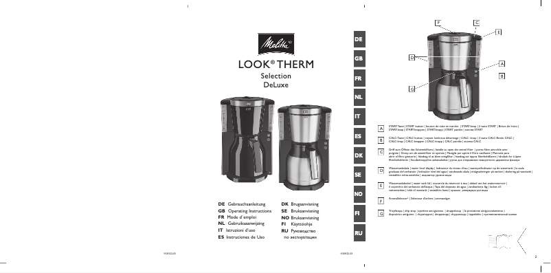Page 1 de la notice Manuel utilisateur Melitta Look Therm Selection