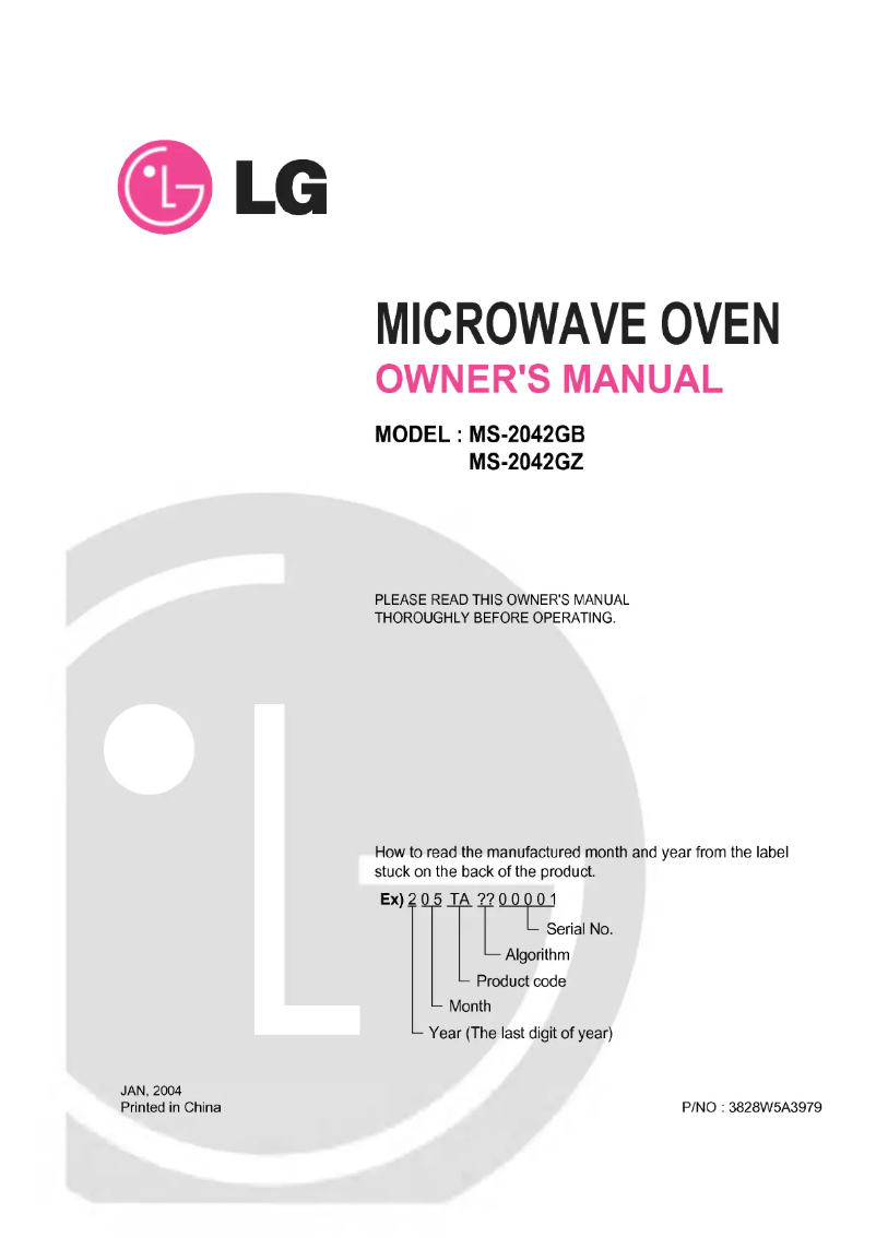 Page n°1 - Manuel utilisateur LG MS-1942GZ