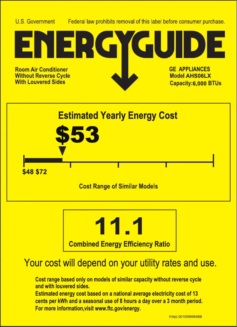 Page n°1 - Label énergétique GE AHS06LX