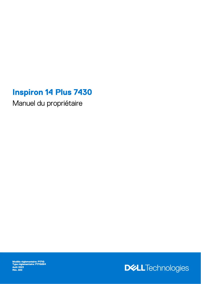 Page 1 de la notice Manuel utilisateur Dell Inspiron 14 Plus 7430
