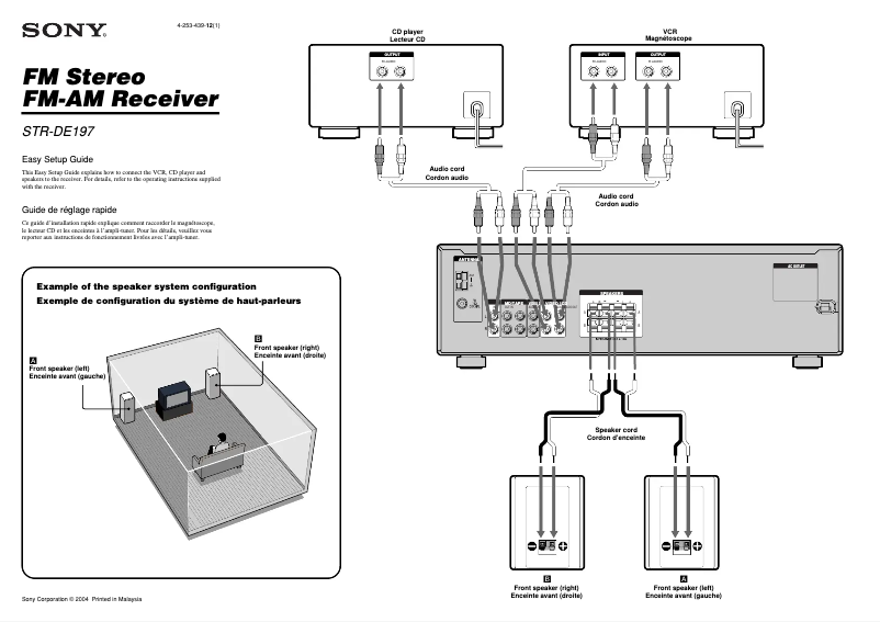 Page 1 de la notice Guide d'installation Sony STR-DE197
