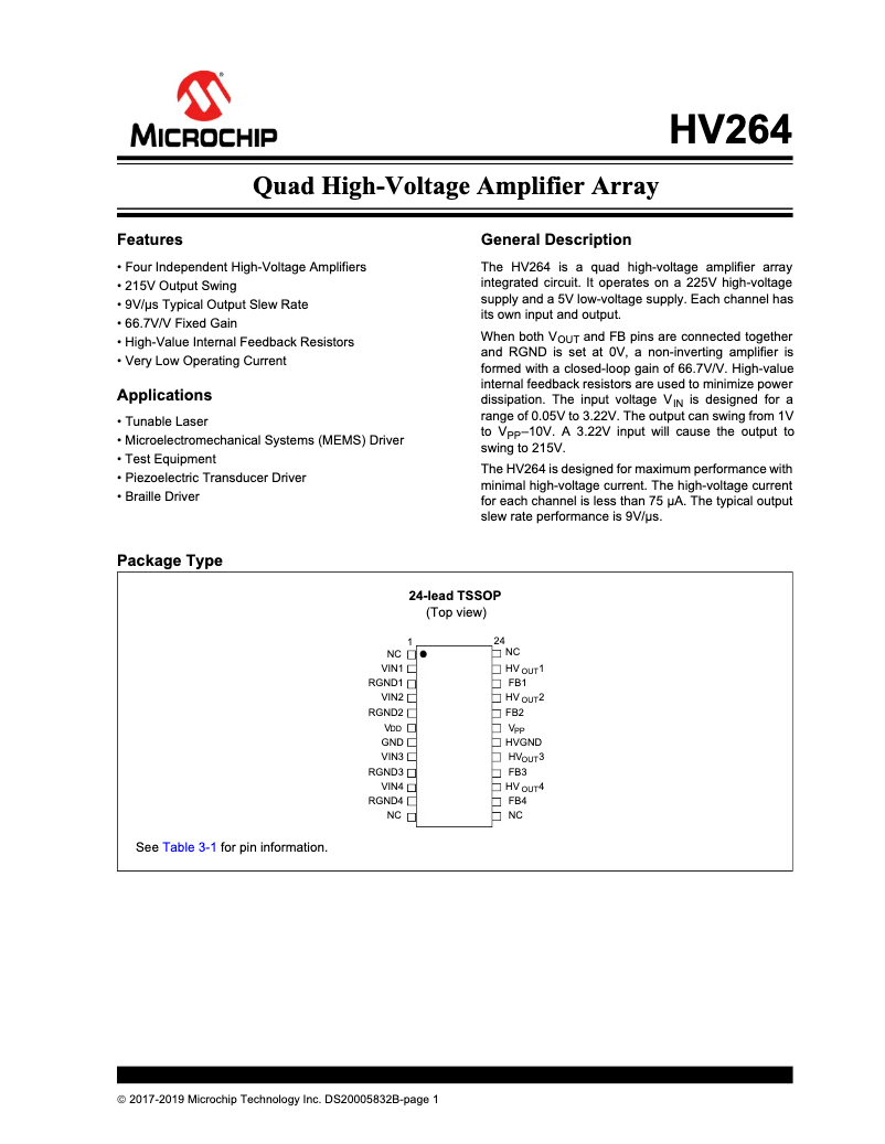 Página 1 del manual Manual de usuario Microchip HV264