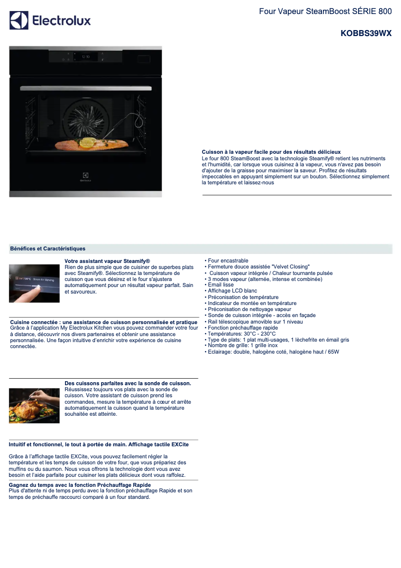 Page n°1 - Fiche technique Electrolux KOBBS39WX