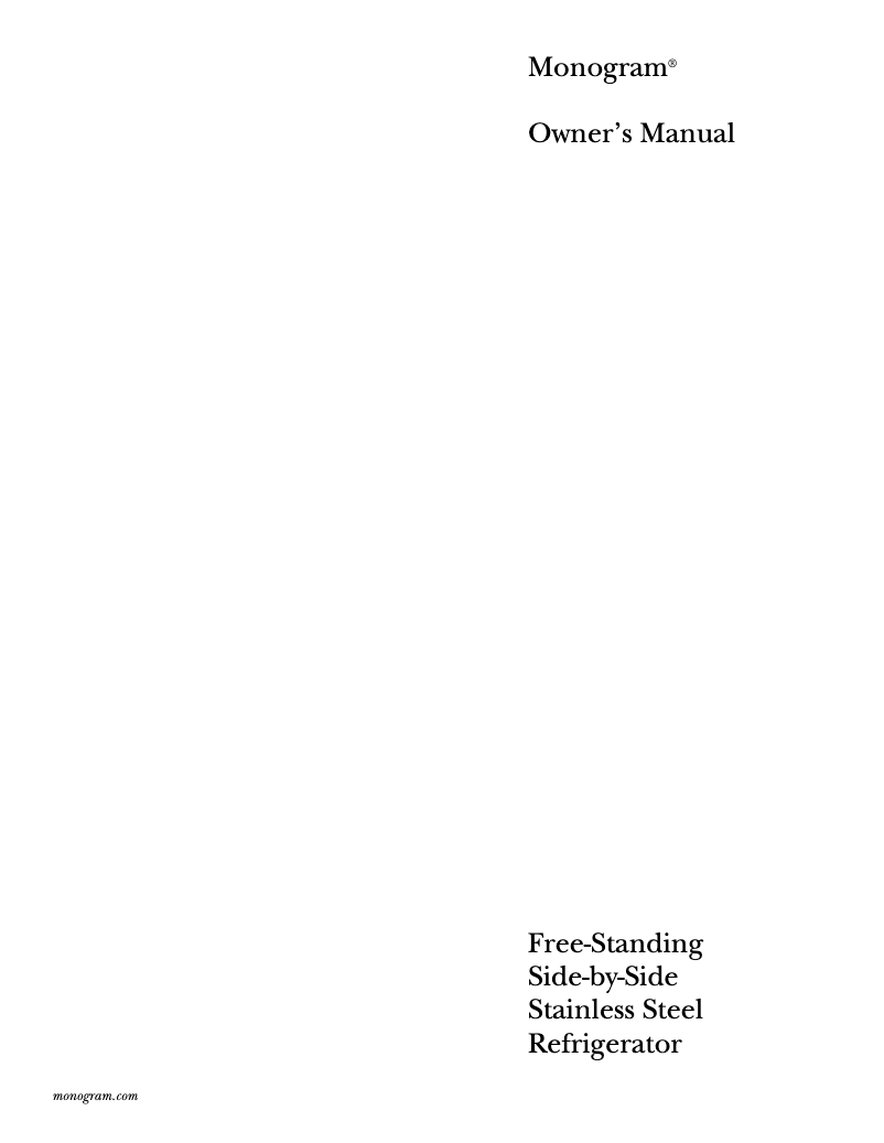 Page 1 de la notice Manuel d'utilisation et d'entretien GE ZFSB25DMSS