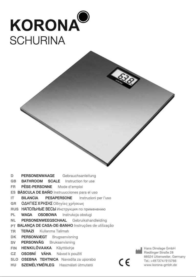 Image de la première page du manuel de l'appareil Schurina