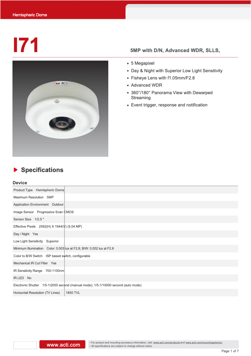 Image de la première page du manuel de l'appareil I71