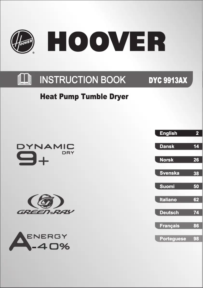 Página 1 del manual Manual de usuario Hoover DYC 9913AX-80