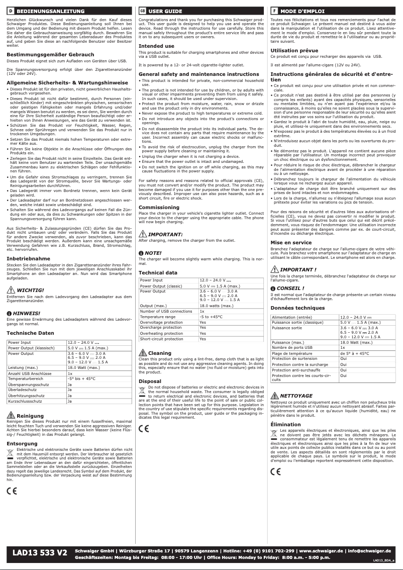 Imagen de la primera página del manual del dispositivo LAD13 533