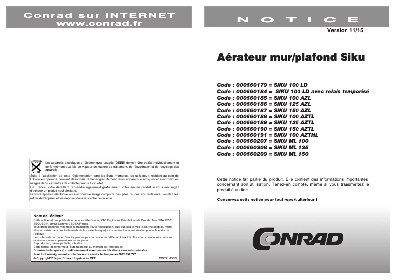 Page 1 of the manual User Manual Siku 100 LDL