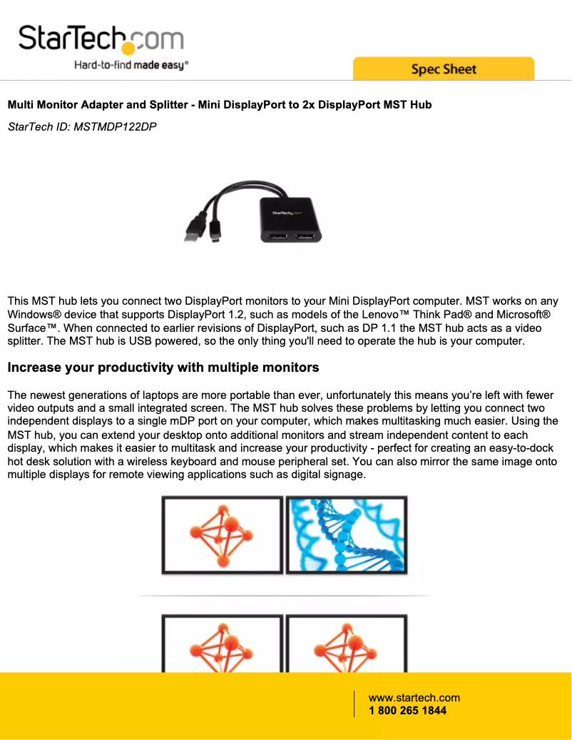 Page 1 de la notice Brochure StarTech.com MSTMDP122DP