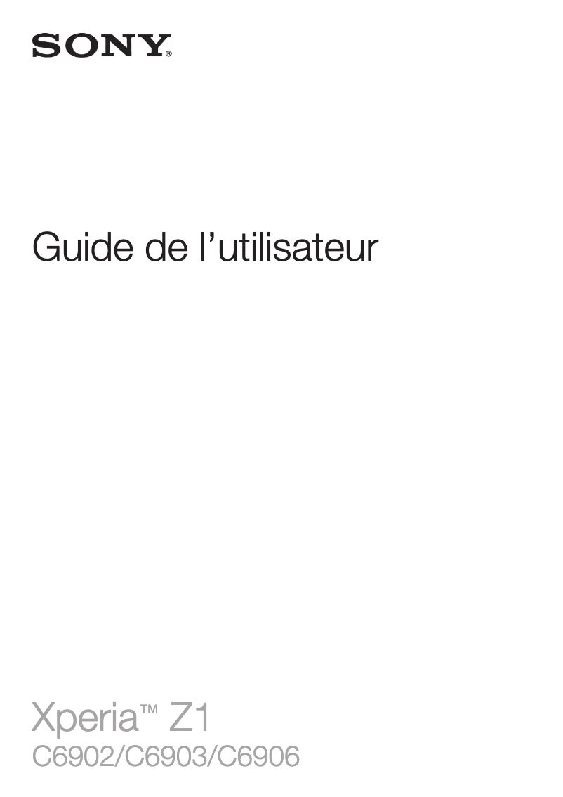 Page 1 de la notice Manuel utilisateur Sony Ericsson Xperia Z1