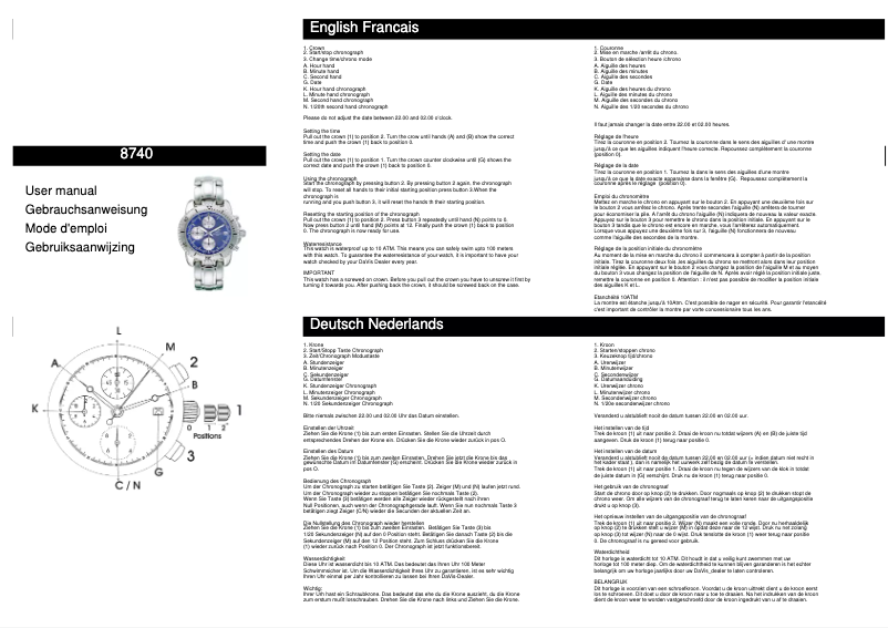 Page n°1 - Manuel utilisateur Davis 8740