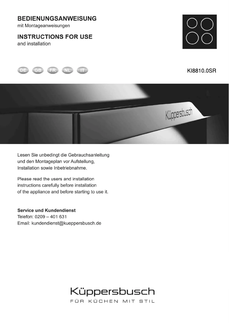 Page 1 de la notice Manuel utilisateur Küppersbusch KI8810.0SR